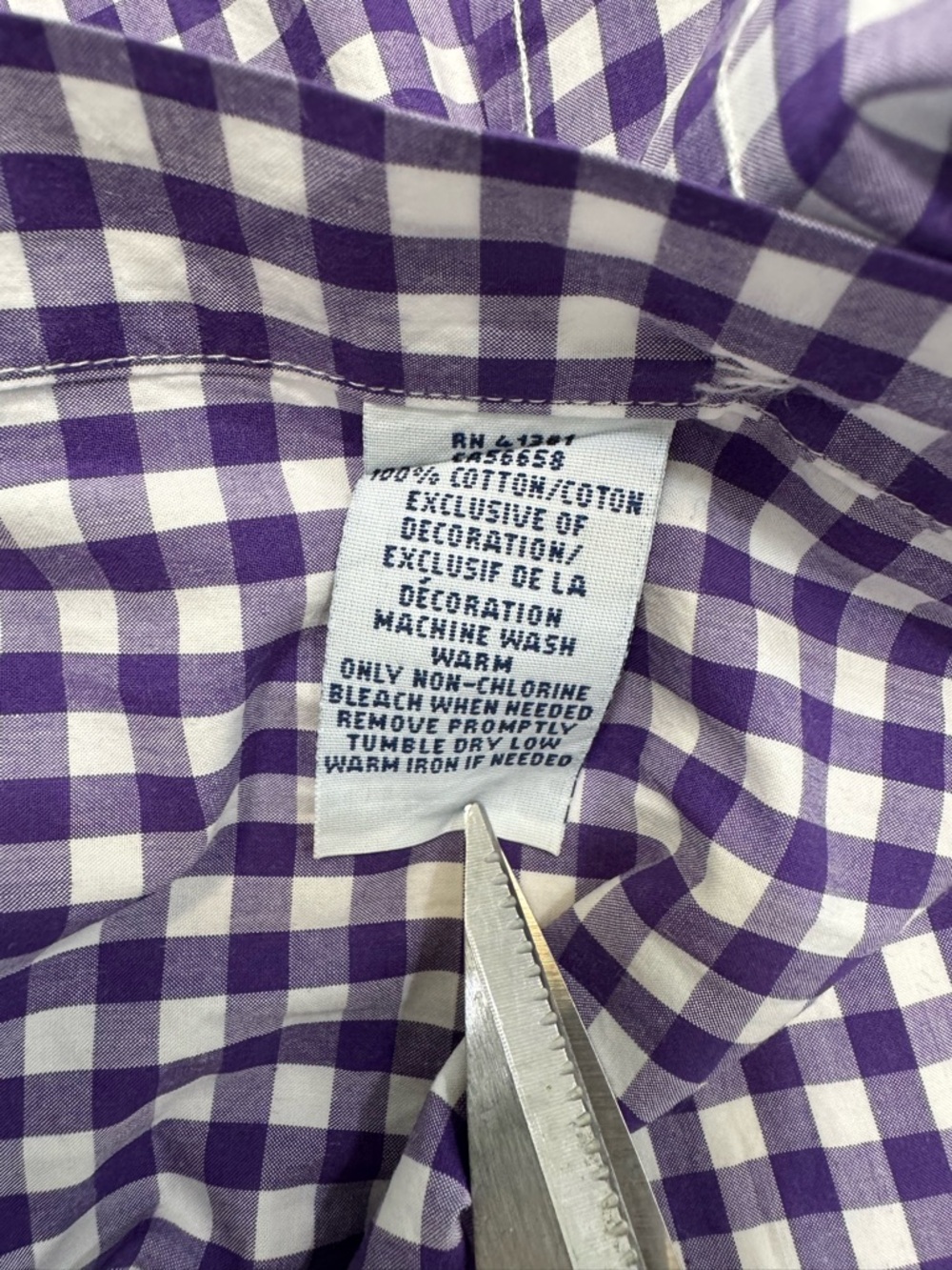 Ralph Lauren Shirt Men Size 2XB Big LS Button Up Classic Fit Gingham Purple Pony - Picture 6 of 9